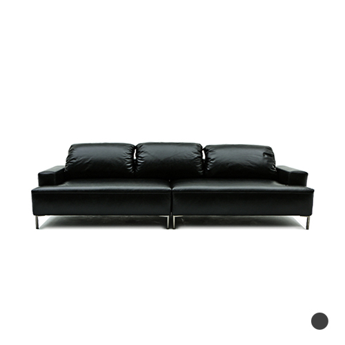 LUCAS 4 seater Leather Black